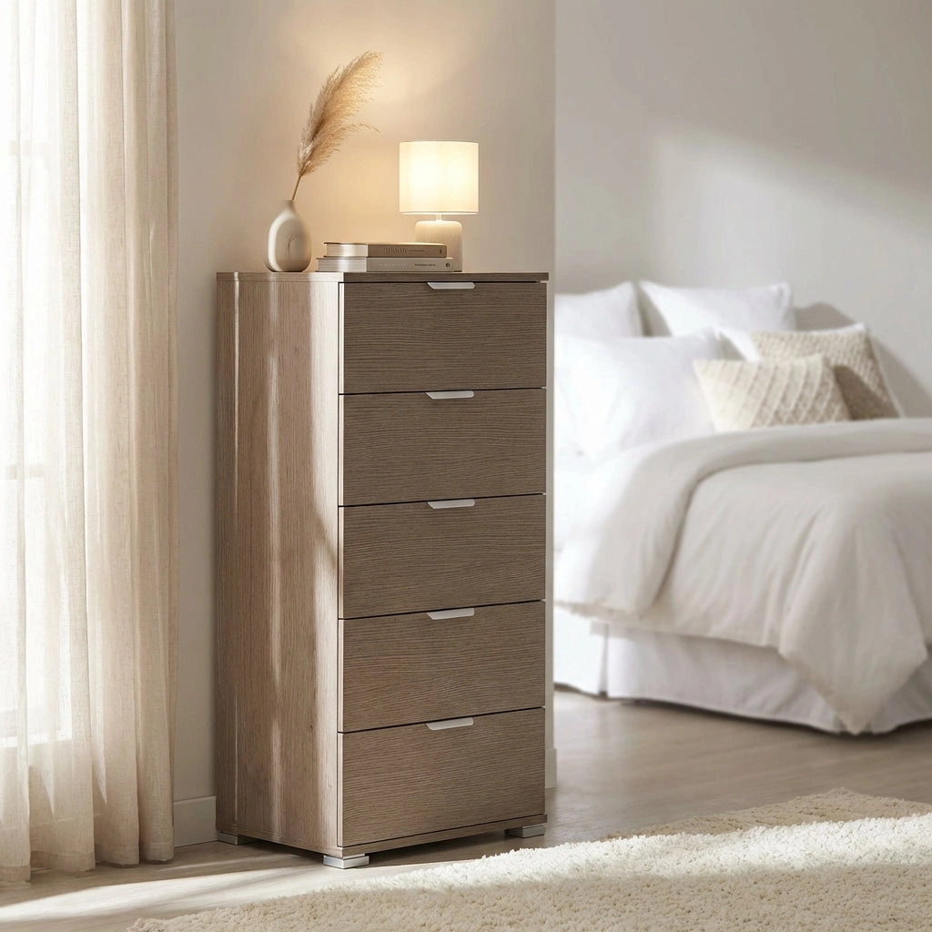 Cassettiera 5 cassetti in Legno Composito cm 45x38x103 - AMBRO