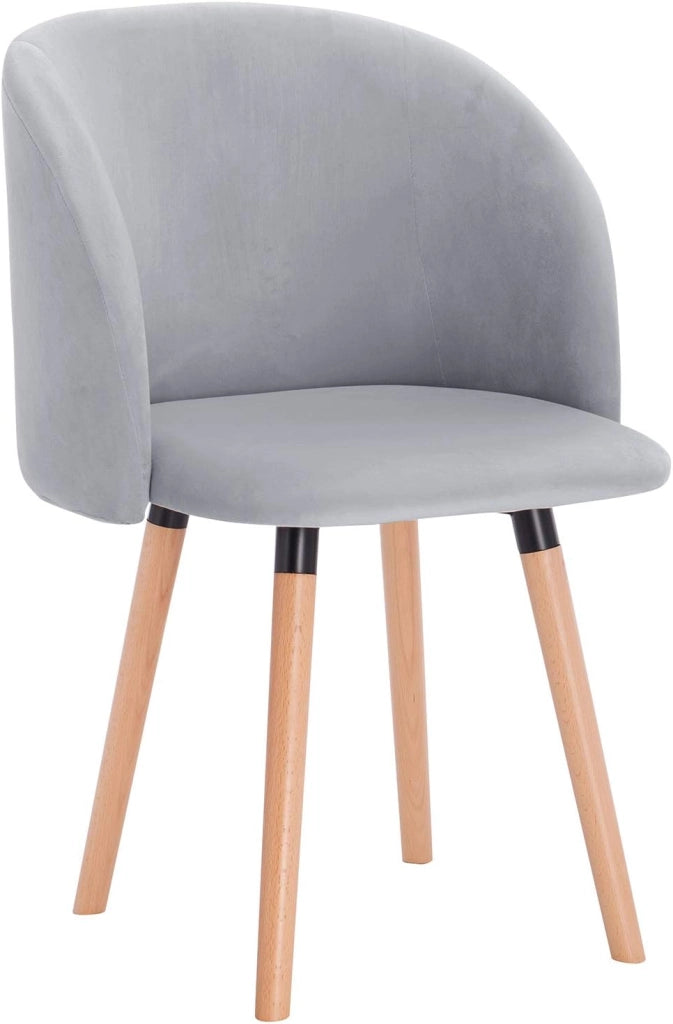 1x sedie sala da pranzo sedie cucina moderne poltroncina salotto Adatte per Sala da Pranzo, Soggiorno, Camera da Letto Estetica in Tessuto di velluto Gambe di Legno, Grigio BH121gr-1