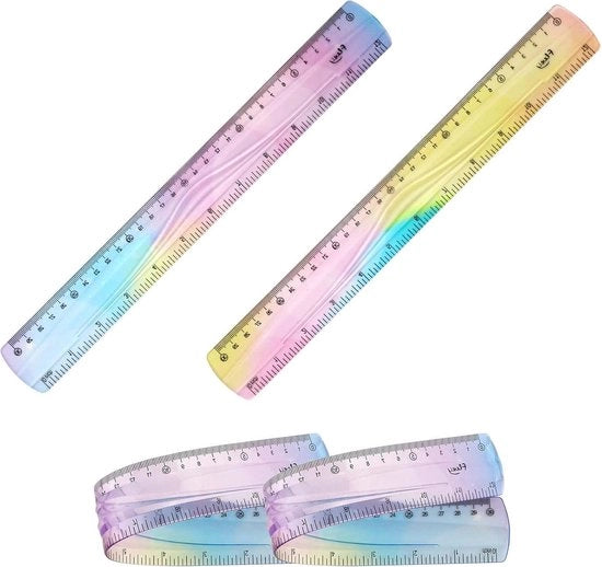 Linialetto flessibile 30cm - Plastica morbida e flessibile - Centimetri e pollici - Scuola ufficio casa.