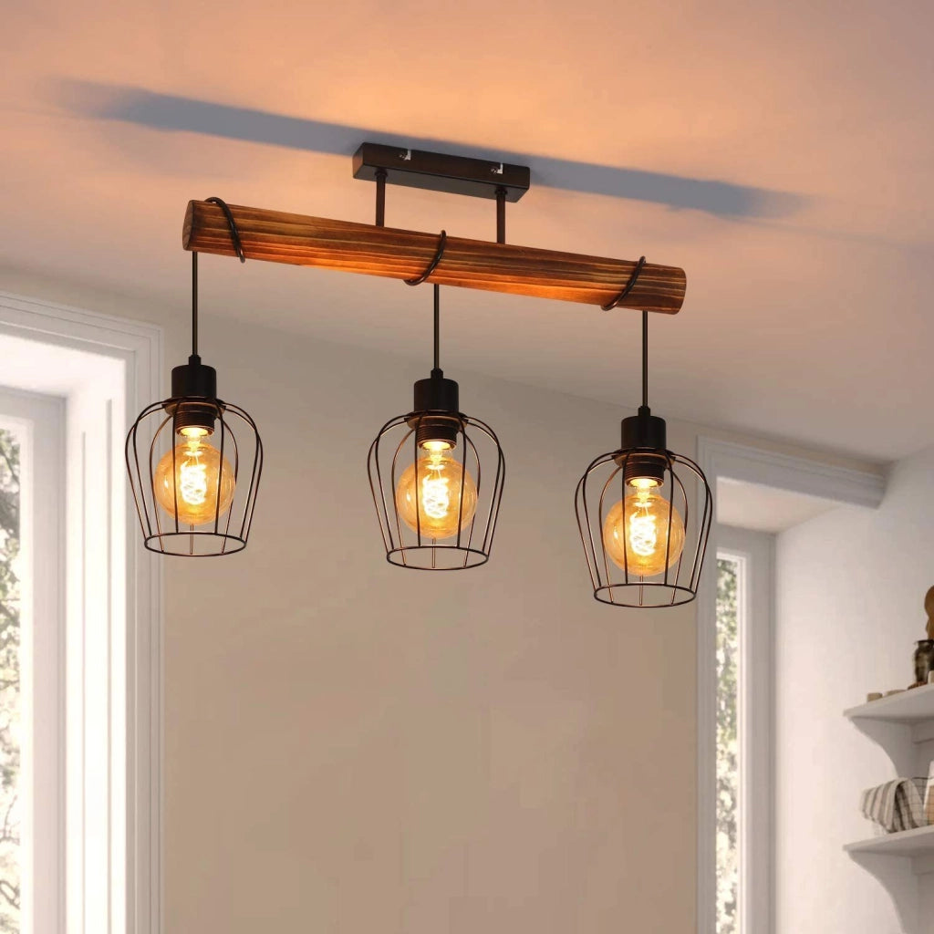 ZMH Lampada da soffitto 3 luci design retrò nero metallo E27 senza lampadina