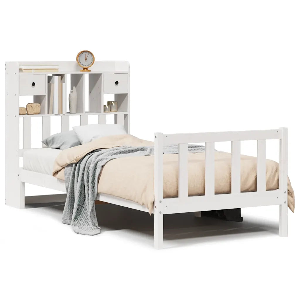 Letto Libreria senza Materasso Bianco 90x190 cm Massello Pino 3321730