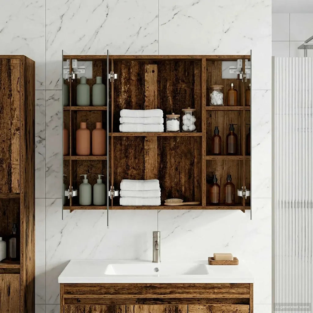 Mobiletto per specchio da bagno Legno vecchio 80 x 14.5 x 70 cm