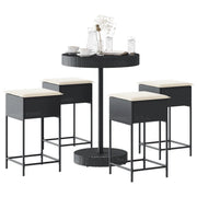 Set Bar da Giardino 5 pz con Cuscini in Polyrattan Nero 3261444