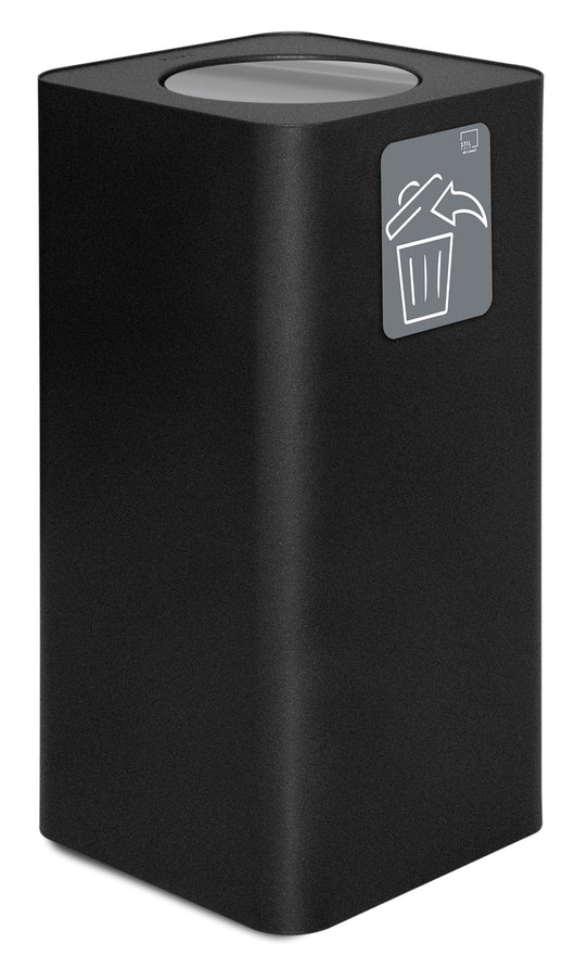 Pattumiera Per Raccolta Rifiuti 38x38xh80 cm In Acciaio Verniciato con Coperchio Basculante Nero