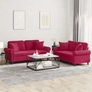 Set di Divani 2 pz con Cuscini Rosso Vino in Velluto 3202234
