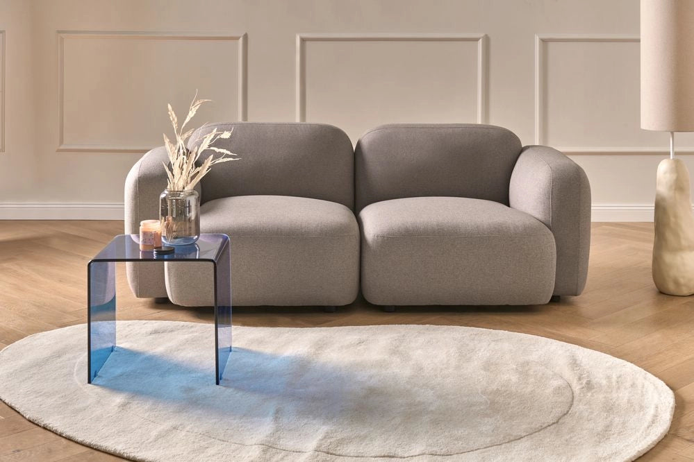 Divano 3 posti tortora Tessuto imbottito Schienale e parte anteriore Gambe in legno con tappi Soggiorno Scandinavo