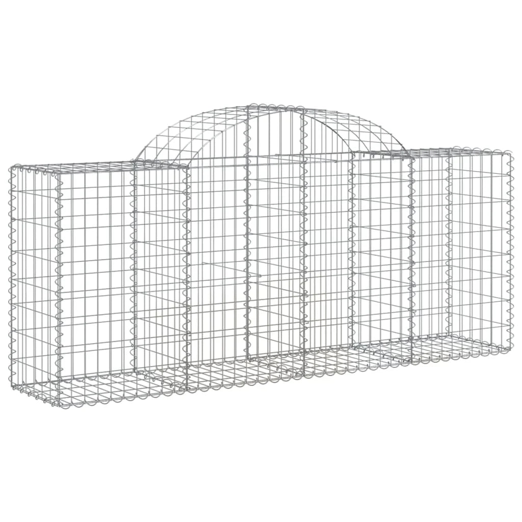 Cestini gabbioni recinzione a gabbia muro di contenimento ad arco 1 set da 4 200 x 50 x 80/100 cm ferro zincato argento 02_0040588
