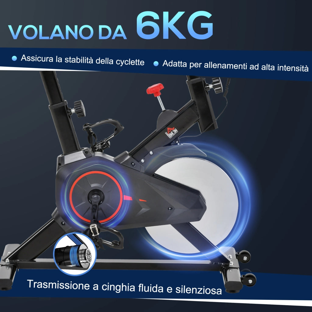 Cyclette da Casa Professionale con Sella e Manubrio Regolabili ¨C zephmum ¨C Monitor LCD, Sensore Battito Cardiaco, Volano 6kg, Max 100kg