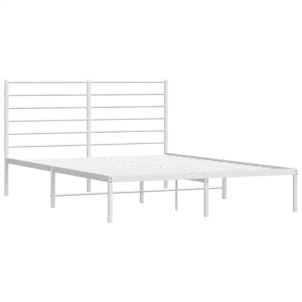 Letto matrimoniale | Letto per adulti | Giroletto con Testiera Metallo Bianco 140x190 cm