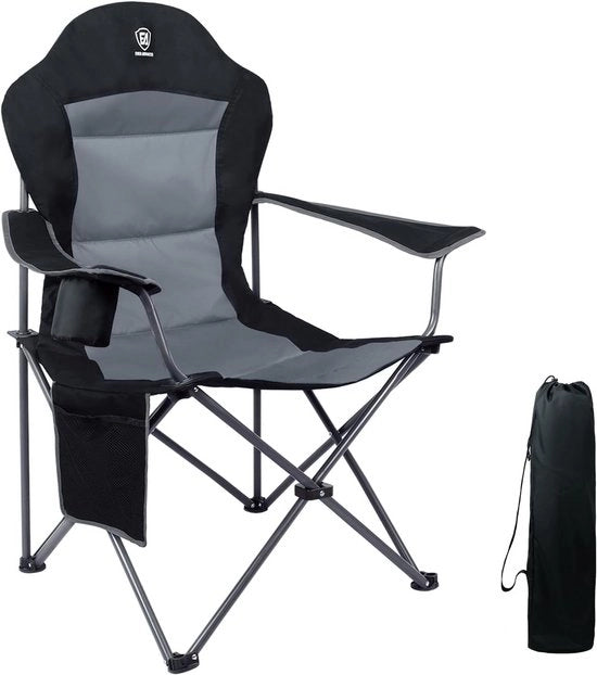 Campingstoiletelevolto - 160 kg sostenibile - dimensioni extra grandi - schienale alto - cuscino confortevole - sedia pieghevole - per camping giardino terrazza spiaggia