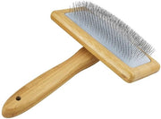 Spazzola per animali autosanitizzante - Spazzola per cani/gatti - Spazzola di cura - Setole in acciaio inossidabile - Manico in legno ergonomico - Adatto per capelli lunghi/corti