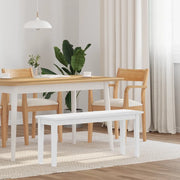 Panca-Sgabello 110 cm Bianco in Legno Massello di Hevea 630140