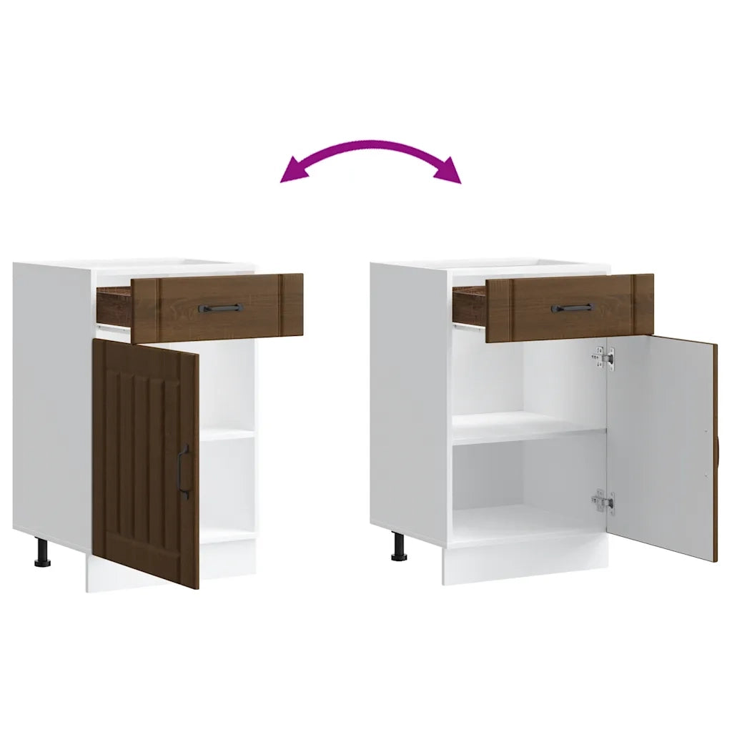 Base da Cucina Lucca Rovere Marrone in Legno Multistrato 853724