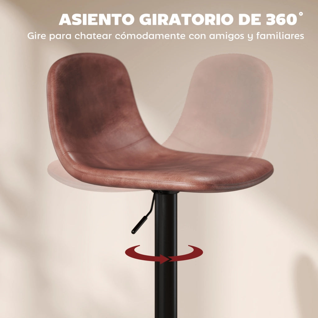 Sgabelli da Bar Regolabili 360¡ã con Schienale e Poggiapiedi ¨C Minimal ¨C Marrone 40.5x44x84-104 cm