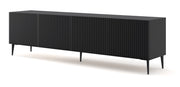 MOBILE RAVENNA B PORTA TV IN MDF RIVESTITO 4D 200 NERO OPACO GAMBE NERE