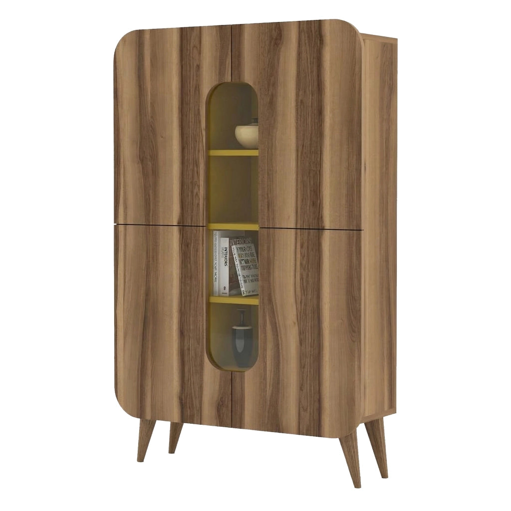 Madia Paularo, Credenza 7 Ripiani, 93x32x144h cm Marrone Noce