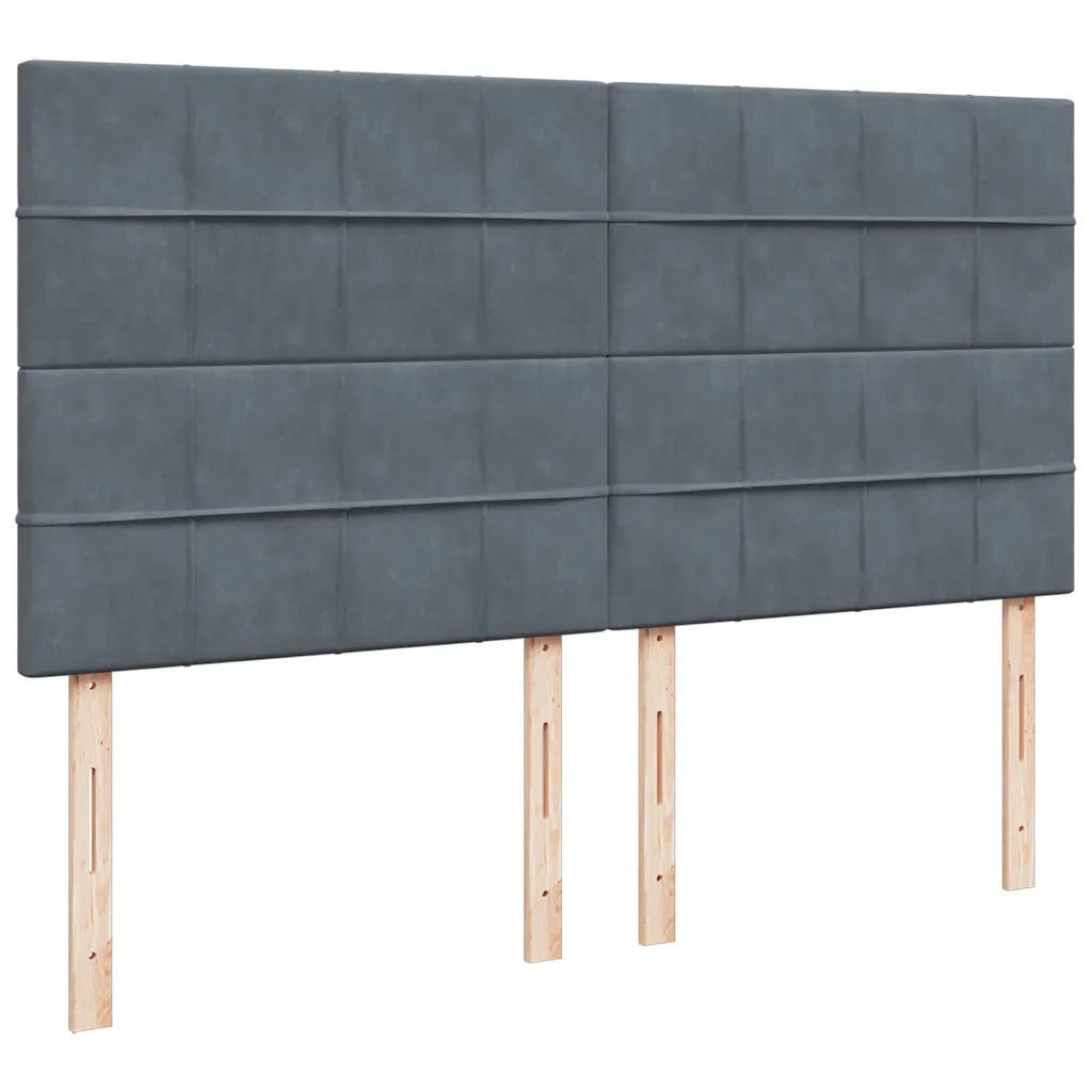 Giroletto a Molle con Materasso Grigio Scuro 200x200 cm Velluto
