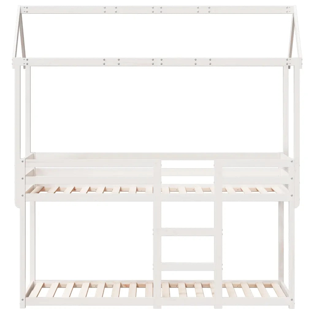 Letto a Castello senza Materasso Bianco 90x190cm Massello Pino 3282128