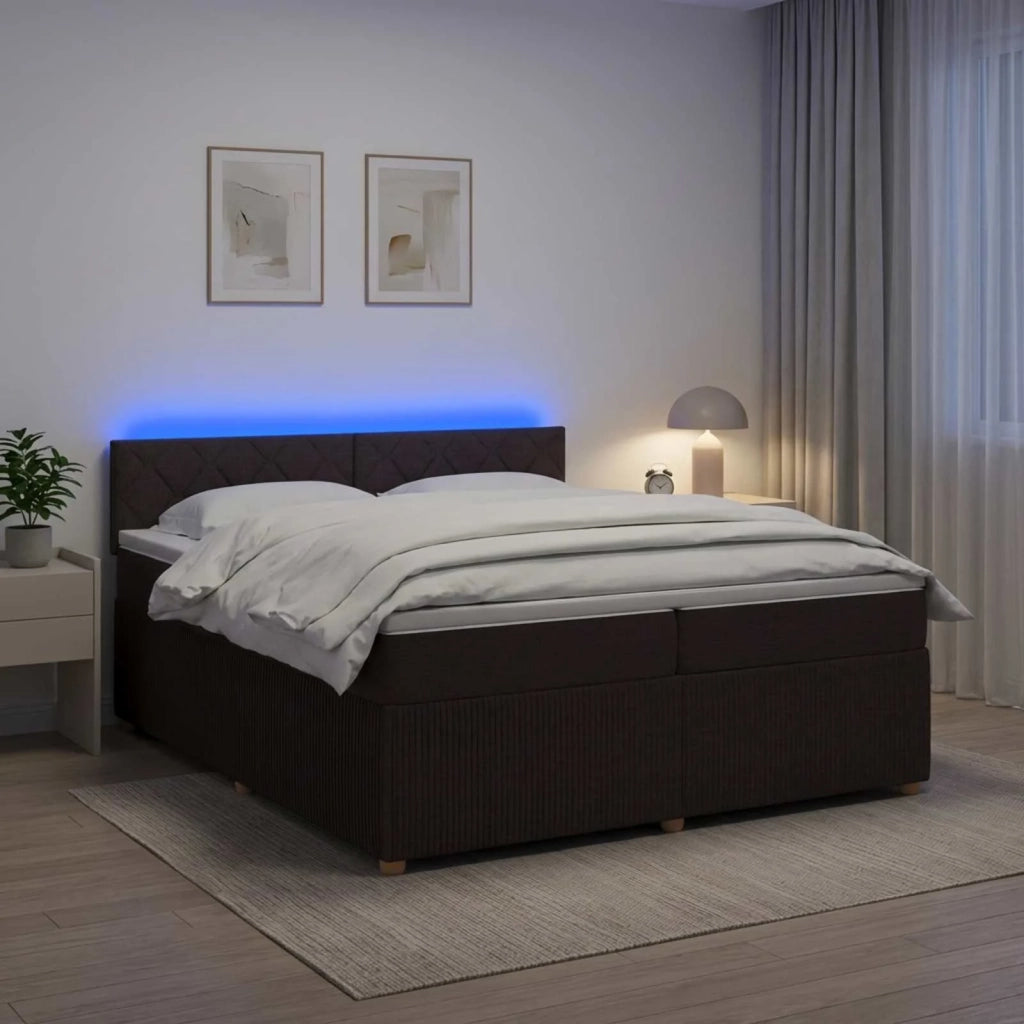 Letto box spring con materasso Marrone Scuro 200 x 200 cm 3453019