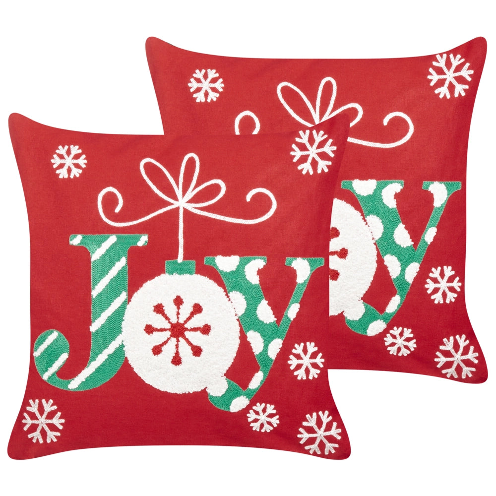 Set di 2 cuscini con motivo natalizio rosso 45 x 45 cm con imbottitura morbida