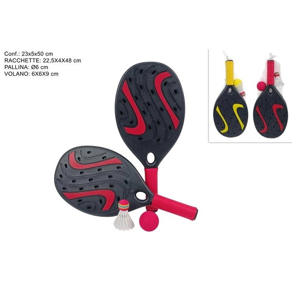 Trade Shop - Set Di 2 Racchette Padel Con Pallina Volano Per Beach Tennis Badminton 2 Colori 674239a -