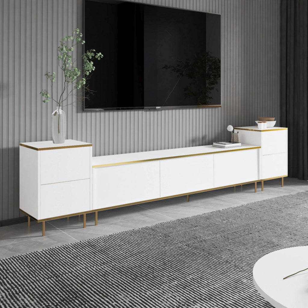 Cortin, Mobile Porta tv 2 Ripiani, 180x35x45h cm Bianco