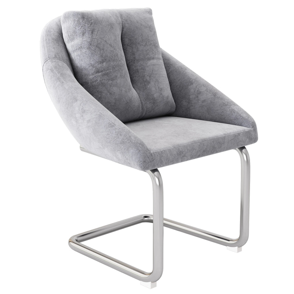 Set di 4 sedie imbottite in velluto grigio con struttura in metallo