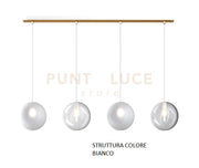 SOSPENSIONE BIANCO 4 LUCI RETTANGOLARE VETRI BIANCO FOG 1184BI-S4 R-BF