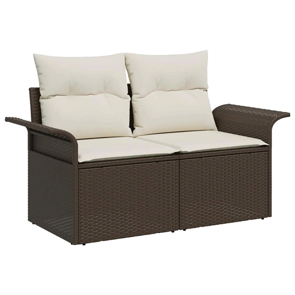 Set di divani 8 pz Marrone e Bianco Crema 3448002