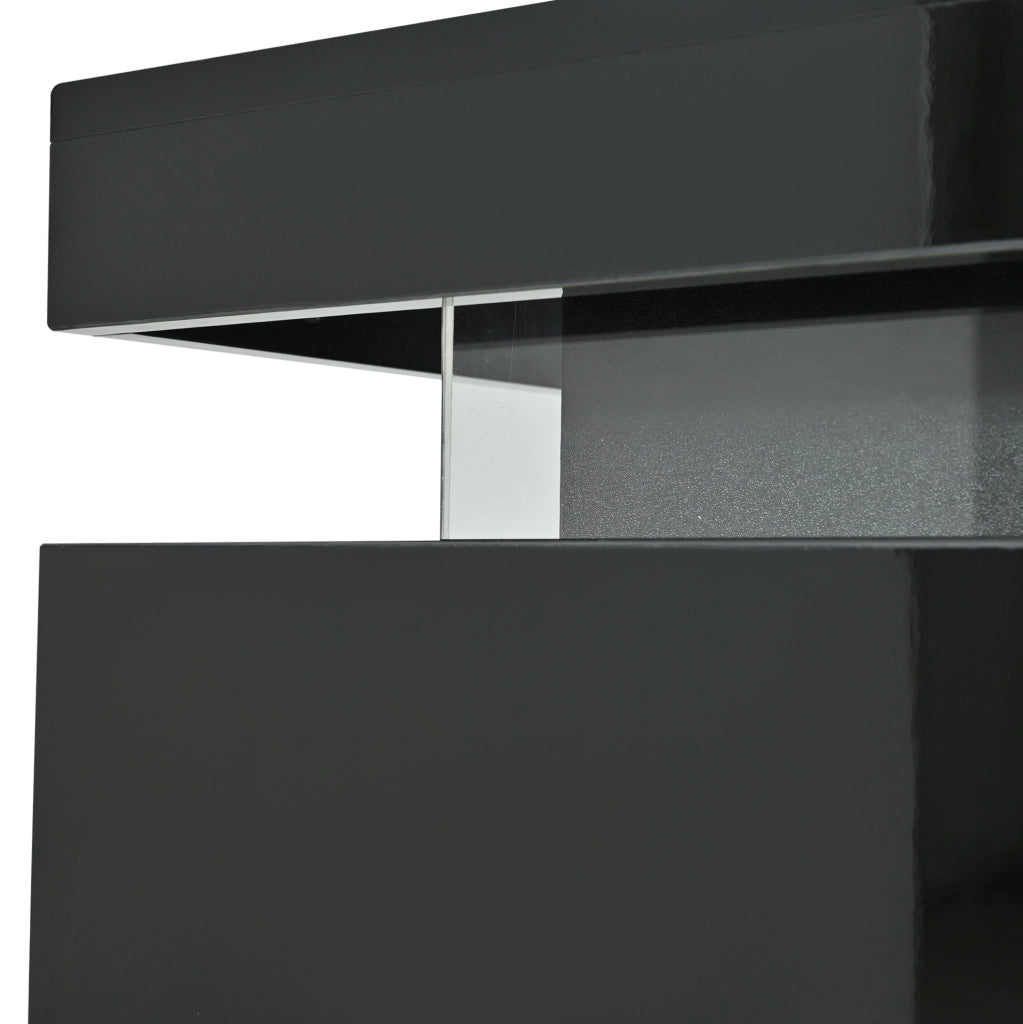 Madia LED 140x35x72,5 cm con 2 ante e 3 cassetti, nero HAVRYA