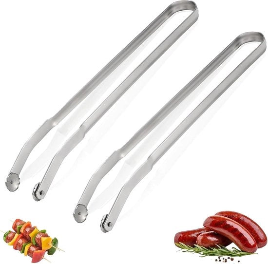 Griglia rotante, 38 cm, con ruote, per la rotazione di bistecche, carne e verdure, griglia rotante in acciaio inossidabile (2 pezzi)