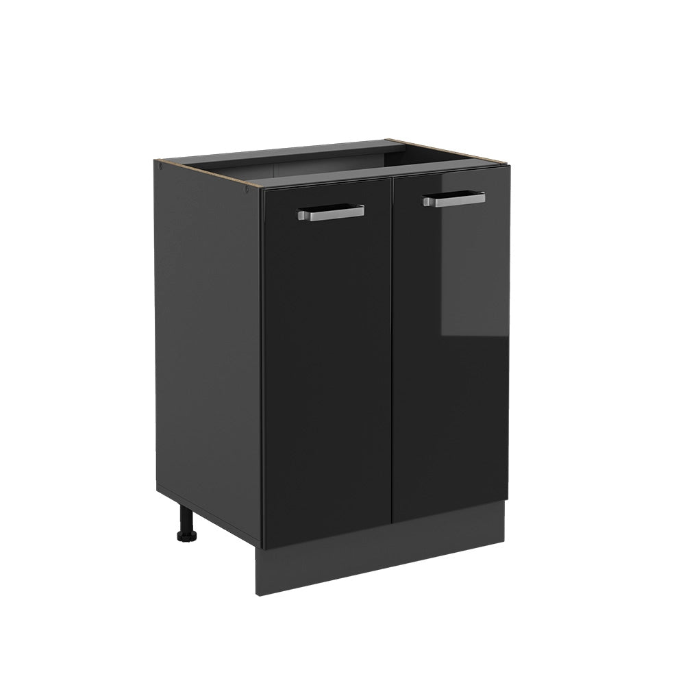 Vicco Mobiletto base cucina Nero lucido 60 cm senza piano di lavoro