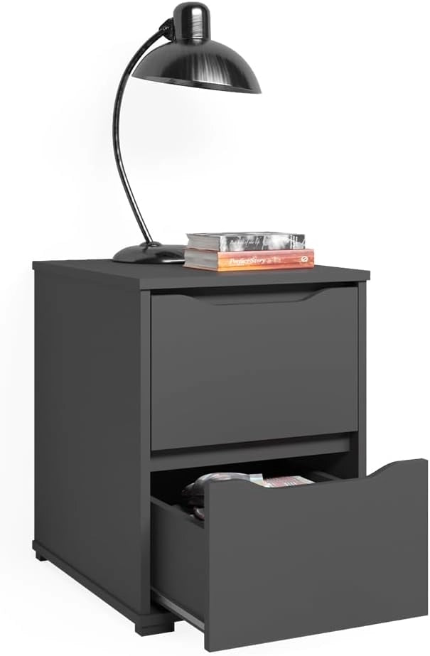 Comodini camera da letto Ruben, Antracite, 40.2 x 53.6 cm, adatto come comodino per letti boxspring