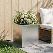 Fioriera da giardino con LED Argento 40 x 40 x 40 cm 8008134