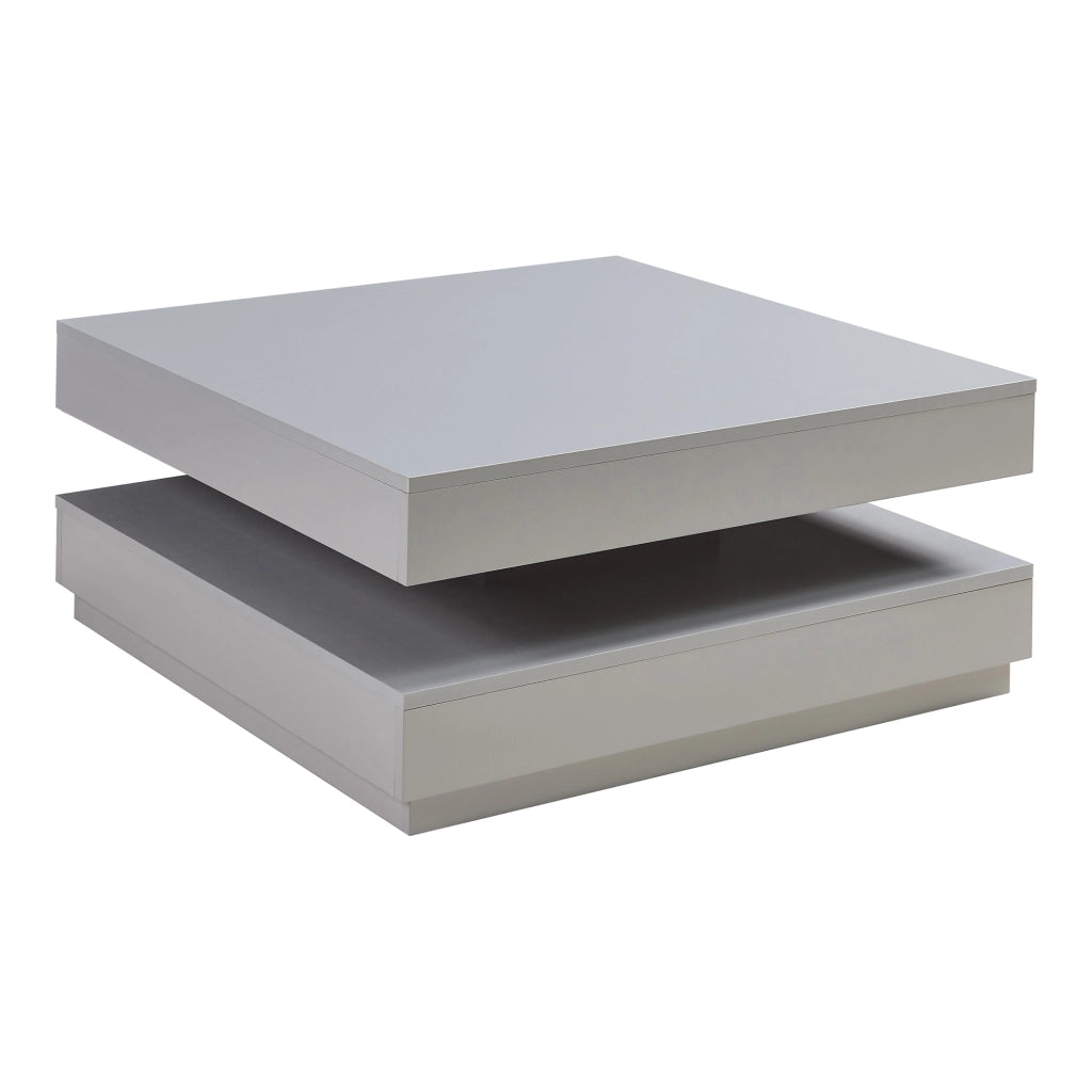 Tavolino da Caffè Florenz con Piano Girevole per Salotto Soggiorno 76 x 76 x 38 cm - Grigio Chiaro [en.casa]