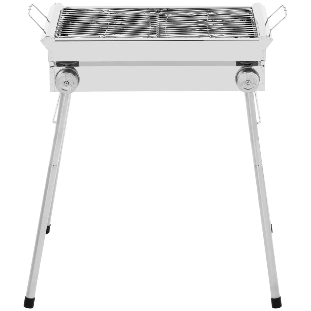 Barbecue a carbonella con ripiano laterale ribaltabile 43 x 25 cm acciaio zincato acciaio inox argento 14_0008404