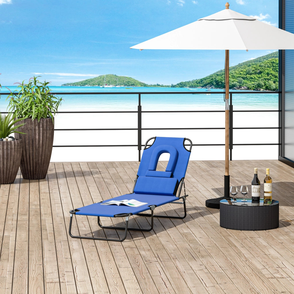 Chaise Longue Pieghevole con 3 Cuscini ¨C zephmum ¨C Blu