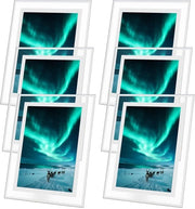 Set di Supporti per Foto in Vetro da 6 pezzi - Dimensioni 18x23 cm - Adatto per Foto da 12,7x17,8 cm - Visualizzazione Orizzontale - Bordo Argento - Supporto per Foto