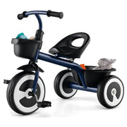 Triciclo per bambini 75 x 46 x 60 cm seduta regolabile cestini portaoggetti per interni/esterni in PP blu 20_0014542