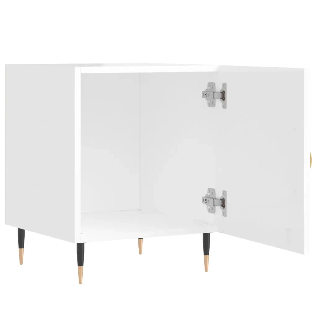 Comodini 2 pz-Set di 2 Tavolino da notte Bianco Lucido 40x40x50 cm in Legno Multistrato 206133