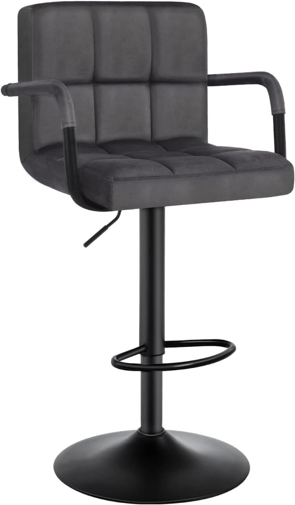 Sgabello da Bar PU Vintage Sedia per Cucina Girevole con Schienale Braccioli Marrone