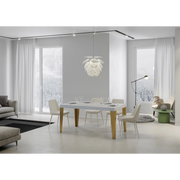Tavolo allungabile 90x180/440 cm Flame telaio Oro - Bianco Frassino