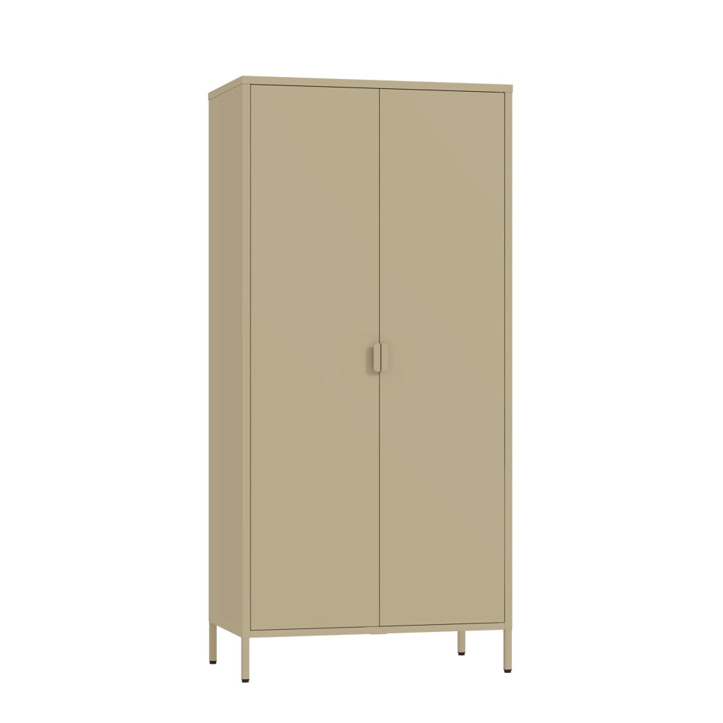 Armadio Guradaroba Esteli in Acciaio a 2 Ante con 2 Barre Appendiabiti e 4 Ripiani 170 x 80 x 45 cm - Color Cammello [en.casa]
