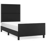 Letto singolo | Letto per adulti | Giroletto con Testiera Nero 90x200 cm in Similpelle