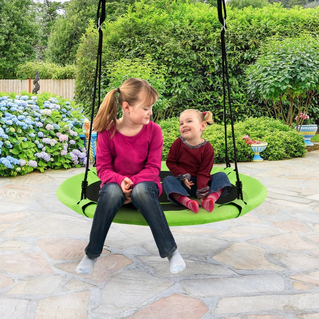 Altalena a nido per bambini in tessuto da giardino Nido Altalena 100CM 150KG Verde-Altalene e dondoli