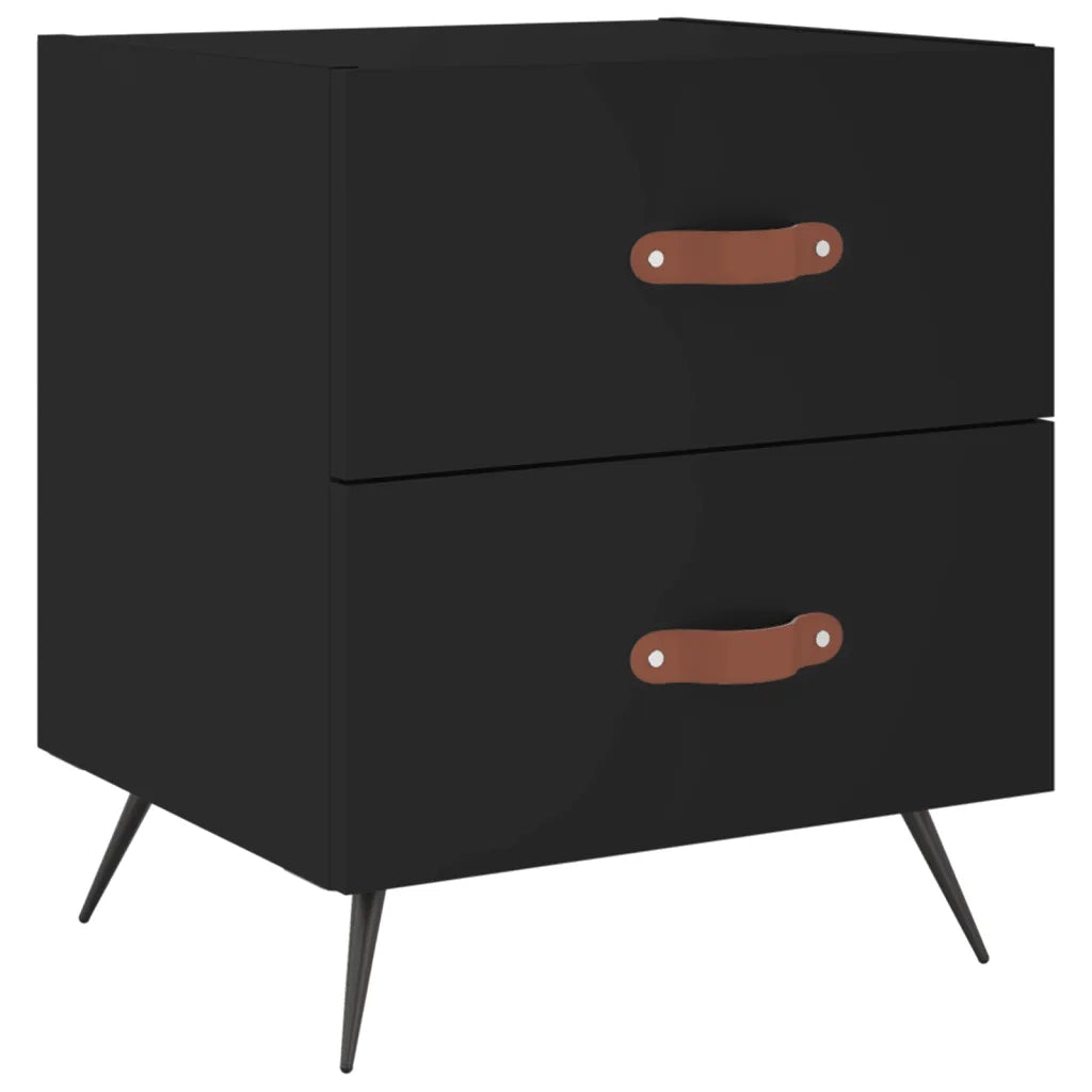 Set di 2 Comodini | Armadio da Notte | Mobiletto da notte Neri 40x35x47,5 cm in Legno Multistrato