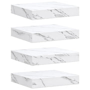 4 pz Scaffale da parete | Ripiano a parete | Mensola a parete Marmo Bianco 23 x 23,5 x 4 cm