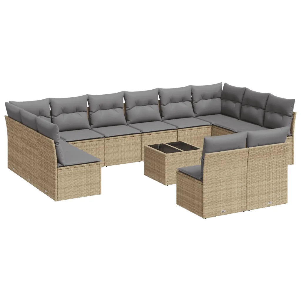 Set Divano da Giardino 13 pz con Cuscini Beige in Polyrattancod mxl 115807