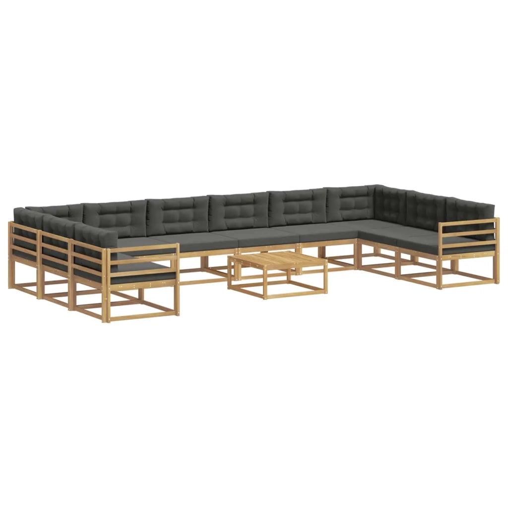 Set di divani da esterno 11 pz Bianco e Antracite 3387126