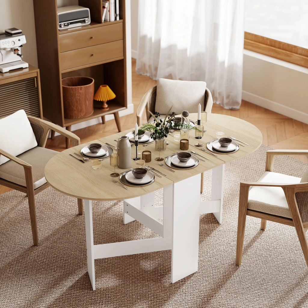 Tavolo da pranzo pieghevole ¨C zephmum ¨C legno naturale ovale per 6 persone